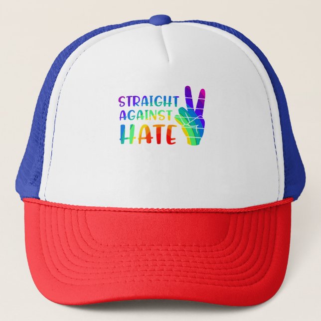 Boné Hetero contra o ódio - Orgulho de Ally LGBTQ+ (Frente)