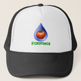 Boné Hidroponia-Tomate, texto verde, gota azul