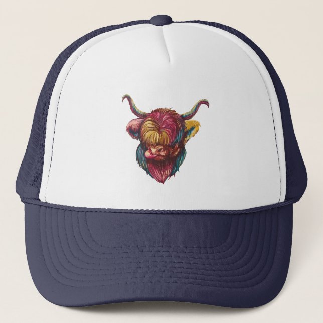 Boné Highland Cow Funny Rainbow Design (Frente)