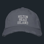Boné HILTON HEAD ISLAND Blue Vintage Style<br><div class="desc">HILTON HEAD ISLAND White Embroiderado no estilo de colheita azul, chapéu de algodão em apuros. Faz um presente maravilhoso para quem ama Hilton Head SC! Se preferir ter o seu texto pessoal, selecione simplesmente o botão "Personalizar este modelo" para introduzir o texto personalizado. O bordado também é personalizável para outras...</div>
