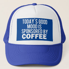 Boné Hoje é patrocinado por um café, chapéu azul