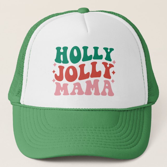 Boné Holly Jolly Mama - Design de Férias Divertidas (Frente)