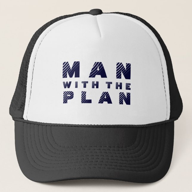 Boné Homem Com o Plano Texto Azul Design (Frente)