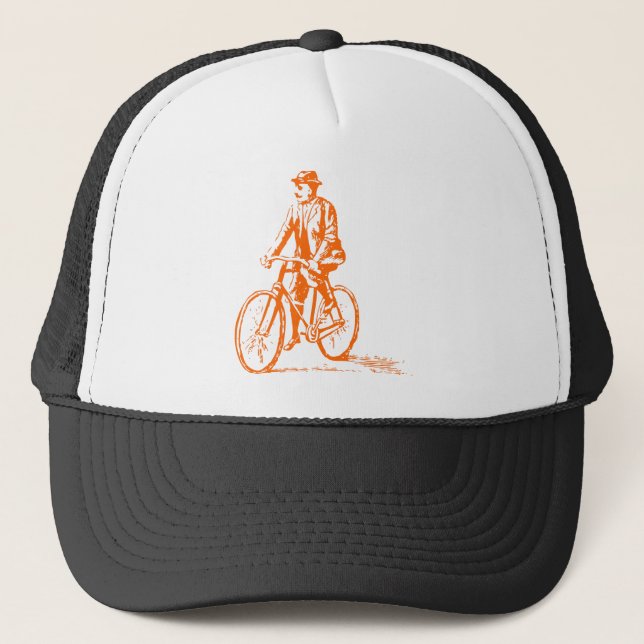 Boné Homem numa bicicleta - Laranja (Frente)