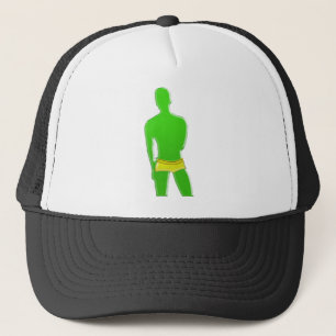 Boné Homem verde no roupa interior amarelo
