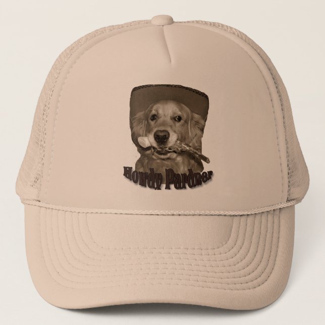 Boné Howdy Pardner Ouro Retriever Cowboy (Frente)