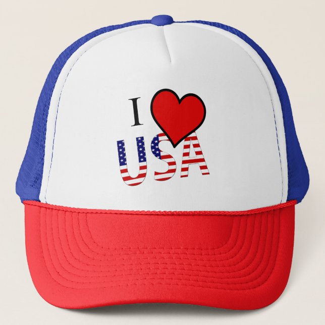 Boné I Heart USA sobrepõe o Trucker Hat (Frente)