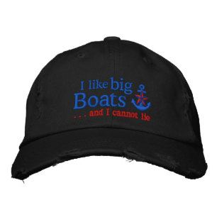 Boné I like big boats Humorous Nautical Red Star Anchor
