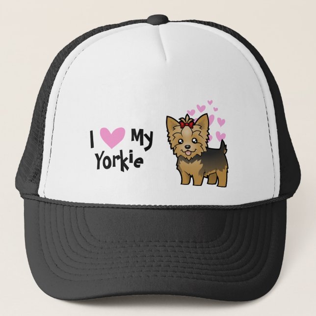 Boné I Love My Yorkshire Terrier (cabelo curto com arco (Frente)