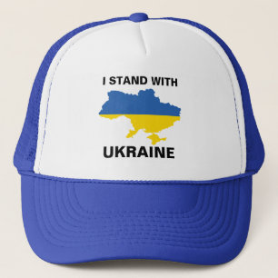 Boné I Stand with Ukraine Ukrainian Flag and Map Trucke