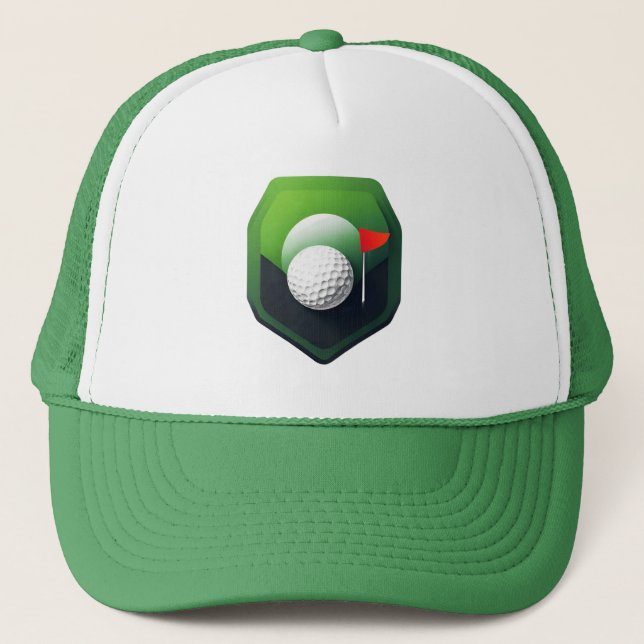 Boné Ícone de Bola de Golfe Estilizado com Fundo Verde (Frente)