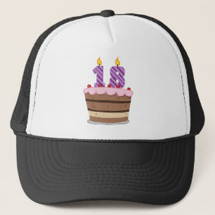 Boné Idade 18 no bolo de aniversário