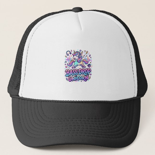Boné Ideia de Presente Unicórnio Drop de Bass Typografi (Frente)