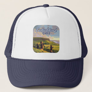 Boné Ilha páscoa Chile Moai Rapa Nui Polinésia Retro