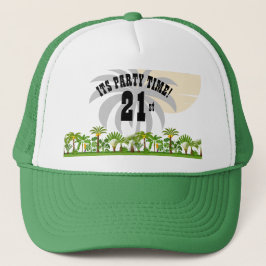 Boné Ilha Tropical Palm Tree Sunset