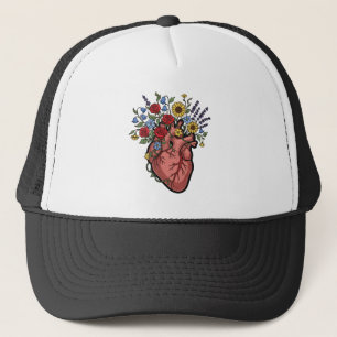 Boné Ilustração Anatômica do Coração Floral