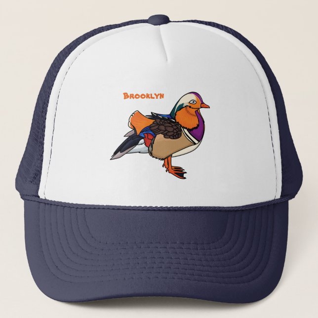 Boné Ilustração colorida do pato de mandarina (Frente)