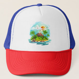 Boné Ilustração da Ilha Tropical com o Ocean View