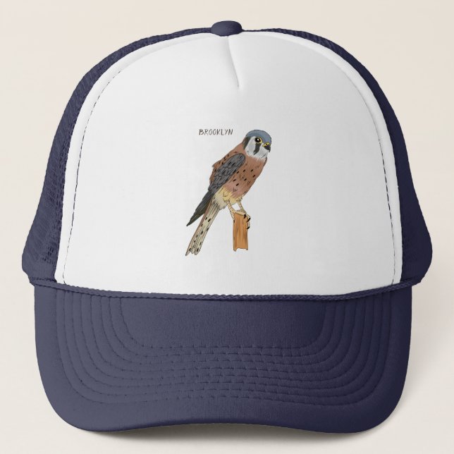 Boné Ilustração de ave do Kestrel Americano (Frente)