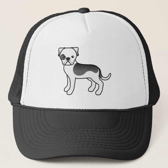 Boné Ilustração de cachorro Bulldog Americano Piebald p (Frente)