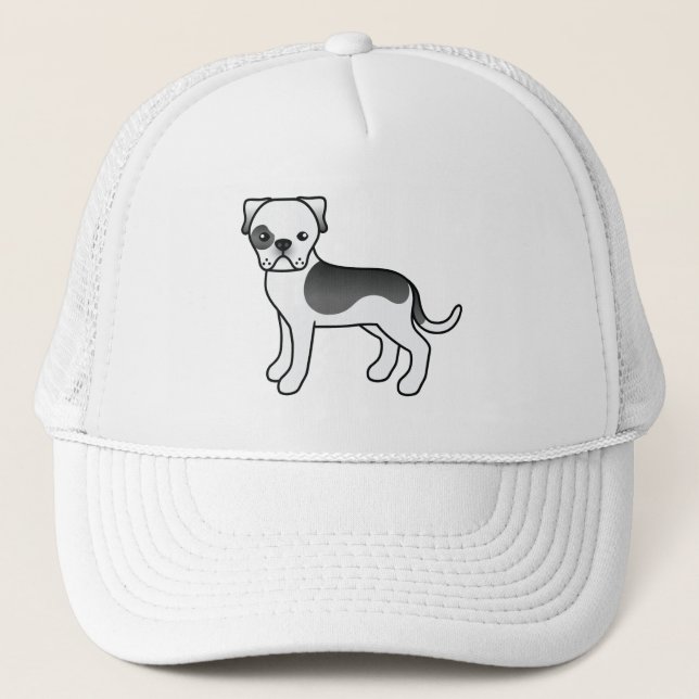 Boné Ilustração de Cachorro Bulldog Americano Preto Pie (Frente)