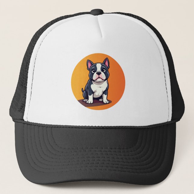 Boné Ilustração de Cachorro de Desenho Animado Fofo (Frente)