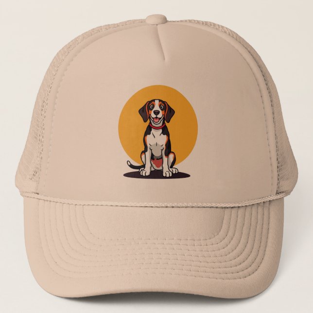 Boné Ilustração de Cachorro de Desenho Animado Fofo (Frente)