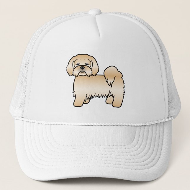 Boné Ilustração de cachorro de desenho animado fofo Lha (Frente)