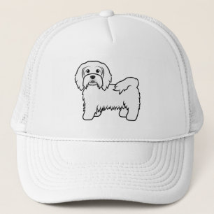 Boné Ilustração de Cão de Bicicleta Branco Havanês