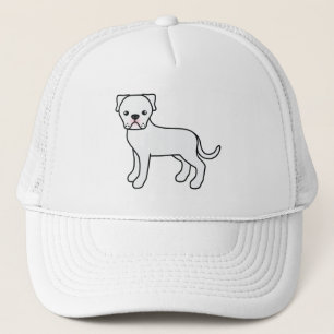 Boné Ilustração de Cão-de-Cartoon White American Bulldo
