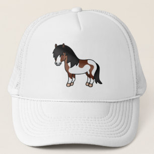 Boné Ilustração de Cartoon Brown Pinto Shetland Pony