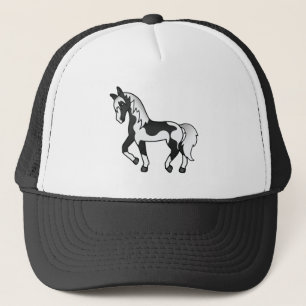 Boné Ilustração de Cartoon de Cavalo Trotante de Pinto