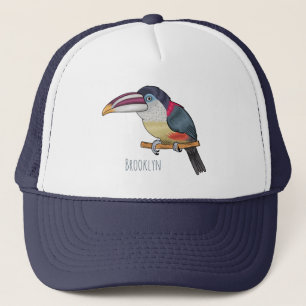 Boné Ilustração de desenho animado de aves do caracari 