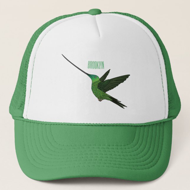 Boné Ilustração de desenho animado de beija-flor-espada (Frente)