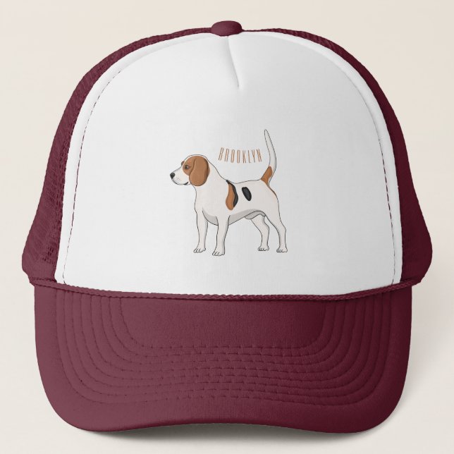 Boné Ilustração de desenho animado de cachorro Beagle (Frente)