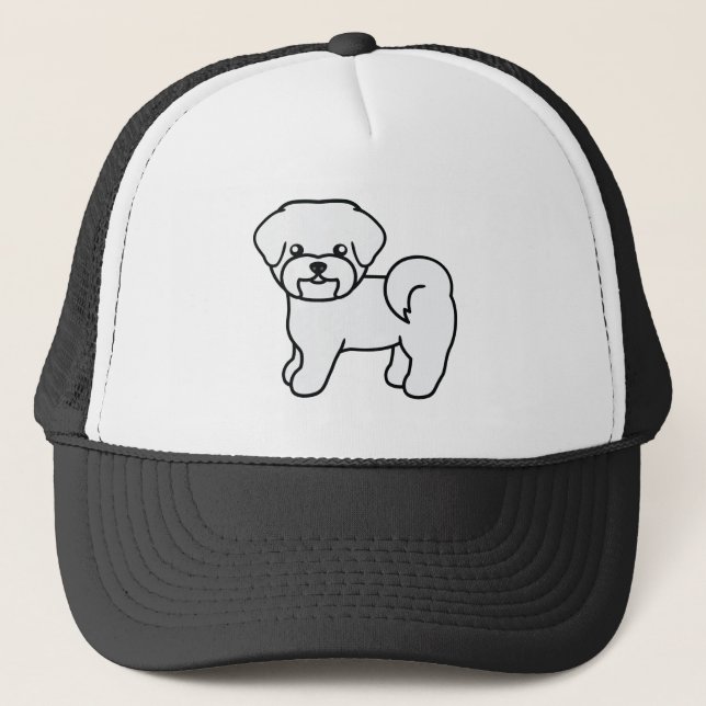 Boné Ilustração de desenho animado de cachorro maltês b (Frente)