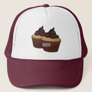 Boné ilustração de desenho animado de cupcake