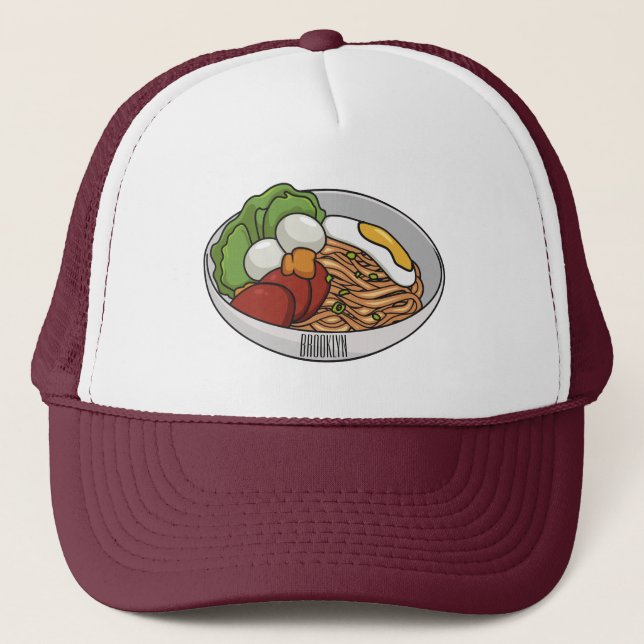 Boné Ilustração de desenho animado de macarrão (Frente)
