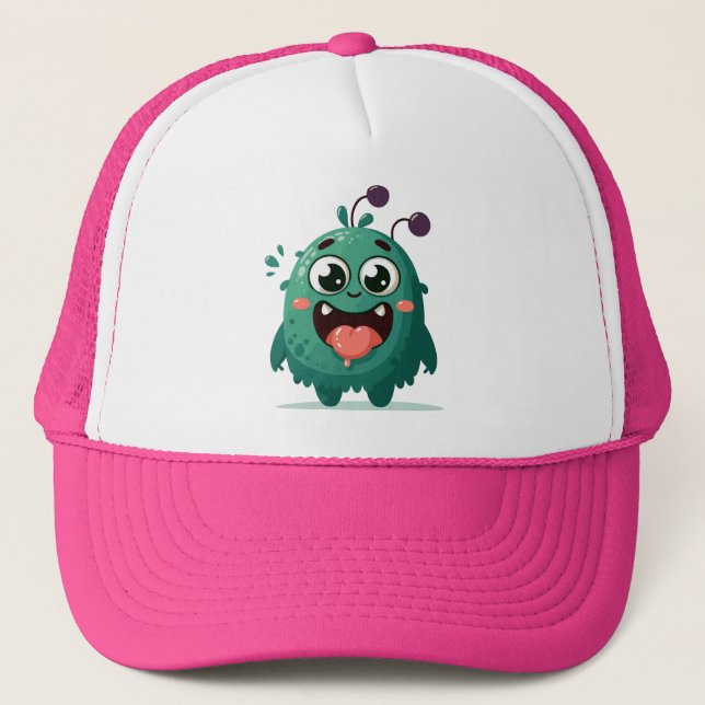 Boné Ilustração de desenho animado de monstro fofo (Frente)