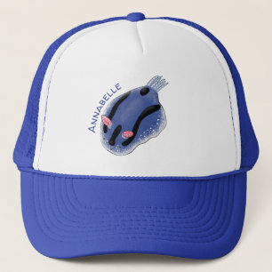 Boné Ilustração de desenho animado de nudibranch azul