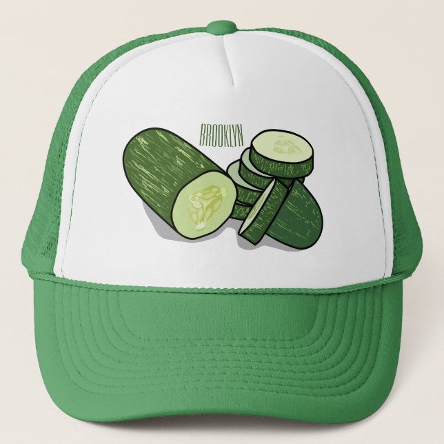 Boné Ilustração de desenho animado de pepino (Frente)