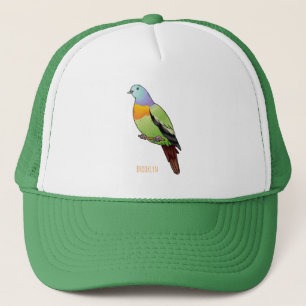 Boné Ilustração de desenho animado de pombo-verde-rosa