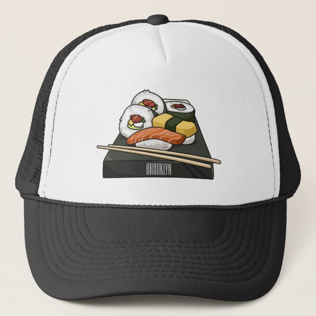 Boné Ilustração de desenho animado Sushi (Frente)