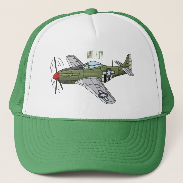 Boné Ilustração de desenho de avião militar (Frente)