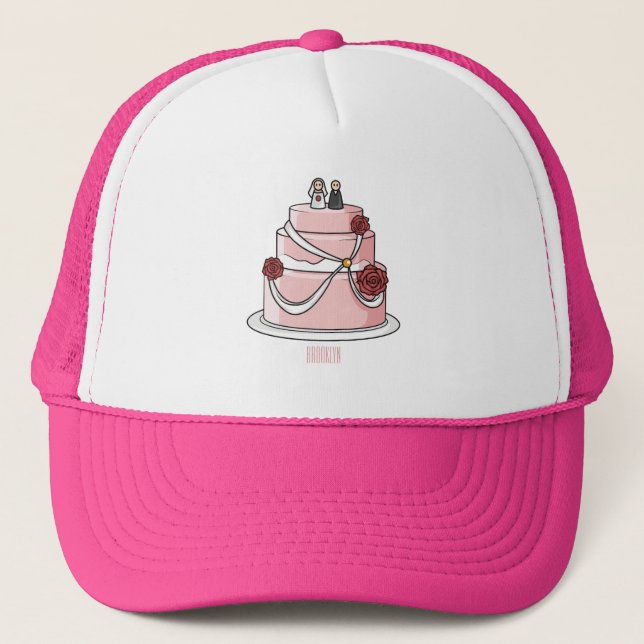 Boné Ilustração de desenho de bolo de casamento (Frente)