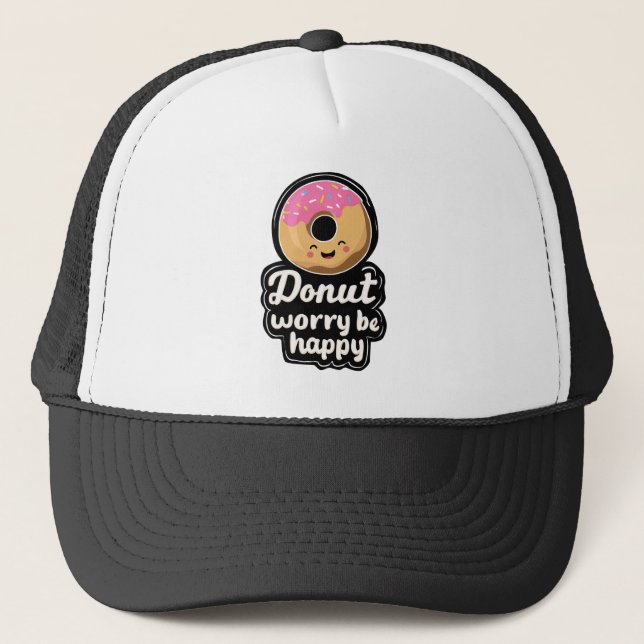 Boné Ilustração de Donut Sorridente – “Donut Worry Be H (Frente)