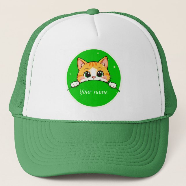 Boné Ilustração de Gato Fofo (Frente)