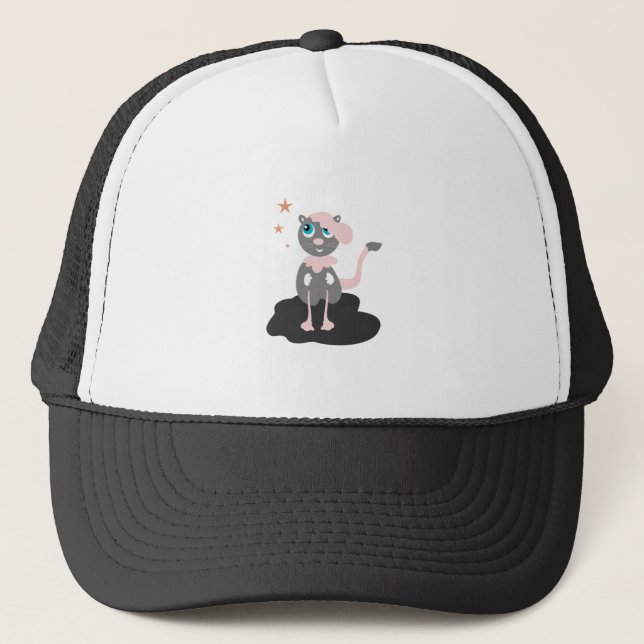 Boné Ilustração de Gato Infantil Fofa Kitty Cartoon (Frente)