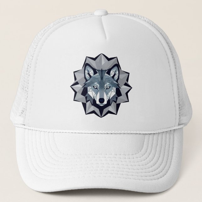 Boné Ilustração de Lobo Geométrico (Frente)