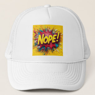 Boné Ilustração de Pop Art com 'NÃO' em Amarelo Intenso